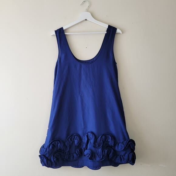 Rachel Gilbert Women's Size 0 Silver Studded Party Dress Blue Ruffle Appliqué - Picture 1 of 7